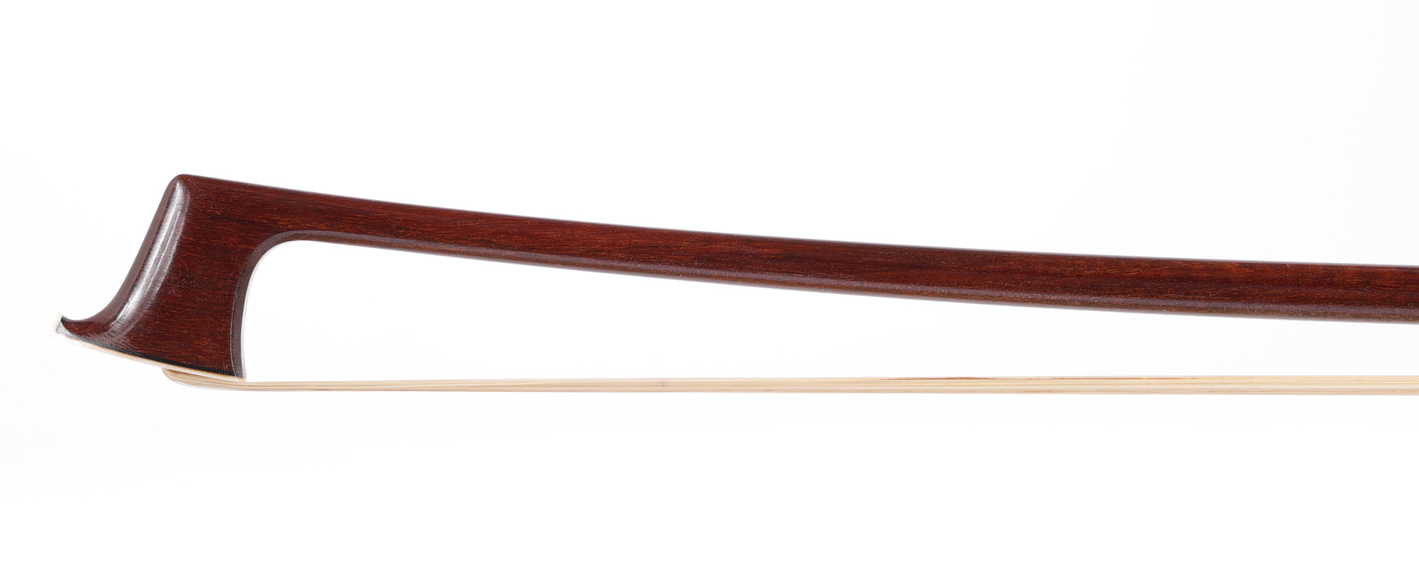 MING-SHENG ZHANG viola bow, highly flamed Pernambuco stick with silver-mounted frog, 72.6 grams