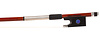 DAVID RUSSELL YOUNG viola bow, round flamed Pernambuco stick with silver-mounted ebony frog with blue Dichrolam pearl, 70.2 grams, Colorado, USA
