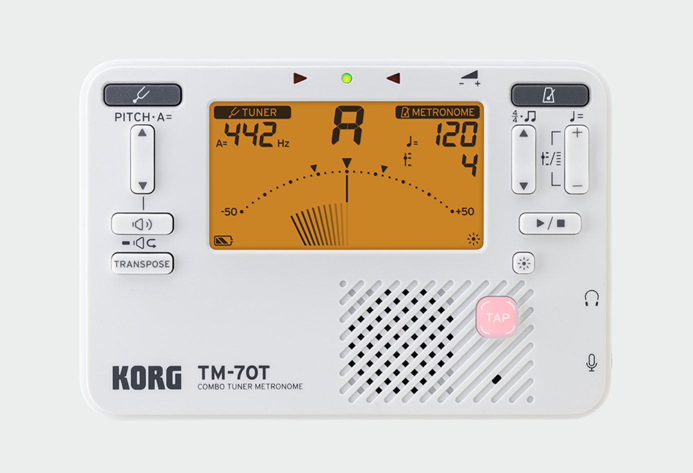 Korg Korg Tuner Metronome Combo with Microphone Clip, white