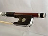 Canadian Andre LAVOYE cello bow, round Pernambuco stick, ebony & silver mounted with angled heel, Montreal, Quebec, 80.6g