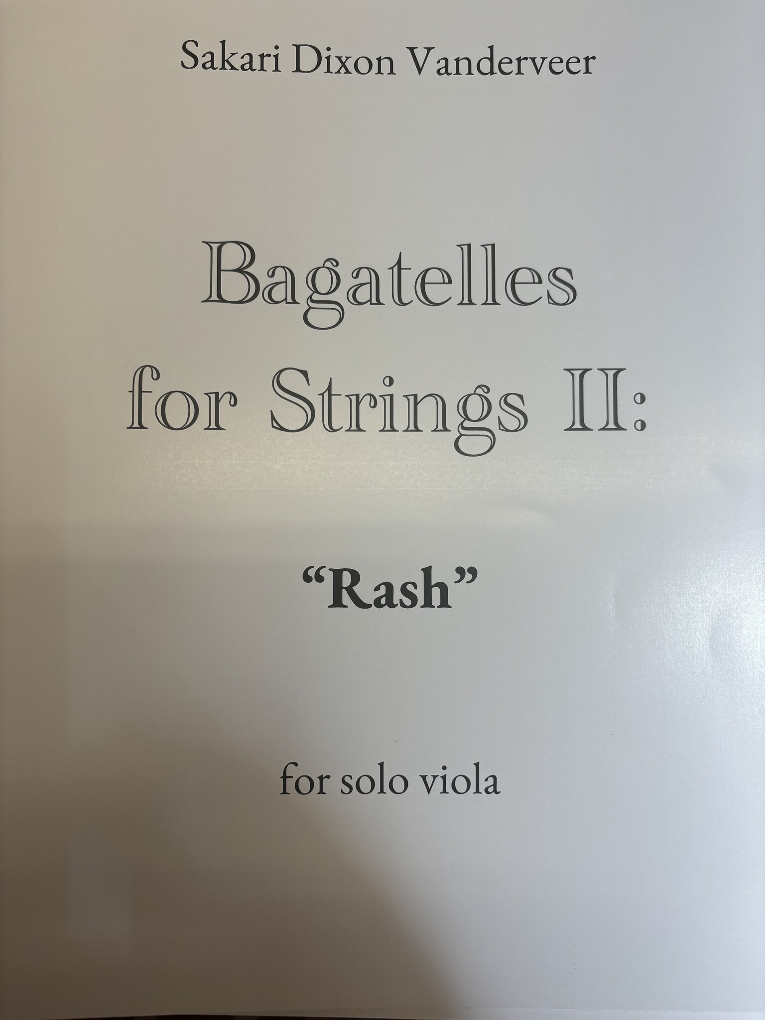 Dixon Vanderveer: Bagatelles for Strings II: "Rash" (viola) | Metzler Violins