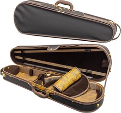Mika dart-shaped adjustable viola case, black/brown brocade, wood shell