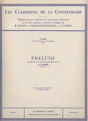 Bach, J.S. (Nanny): Prelude from the 2nd Cello Suite arranged for bass & piano