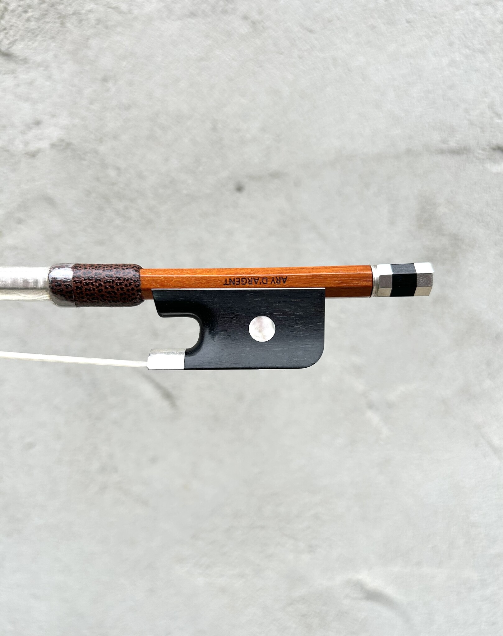 French ARY D'Argent Prestige viola bow, silver-mounted, pernambuco, FRANCE