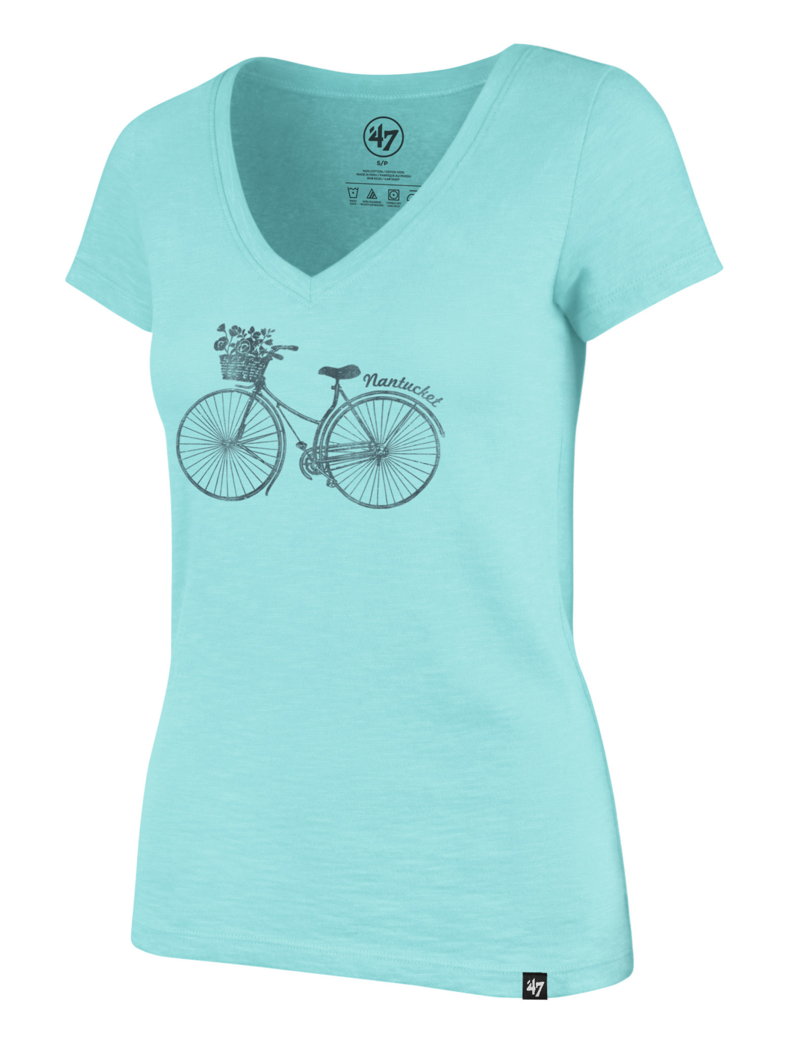 47 Ladies Tee V Neck Bike W Flower Annie And The Tees Inc