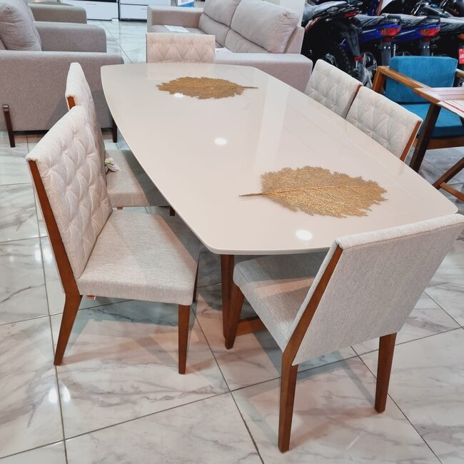 Oval Dinner Table w/ 6 chairs  Off White Herval5341/2971 (50086334/50134155)