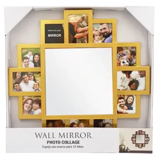 Wall Mirror 20" w/photo Collage Gold   49872