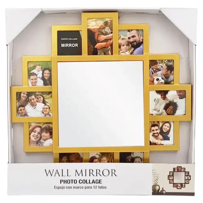 Wall Mirror 20" w/photo Collage Gold   49872