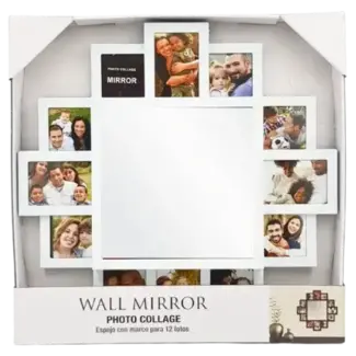 Wall Mirror 20" w/photo Collage White 49873