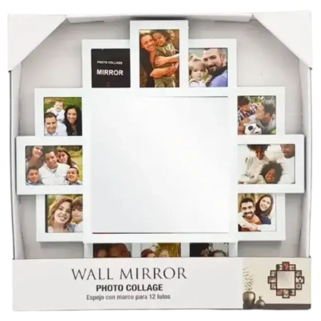 Wall Mirror 20" w/photo Collage White 49873