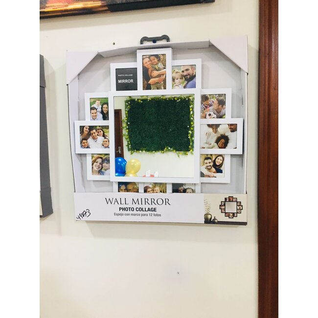 Wall Mirror 20" w/photo Collage White 49873