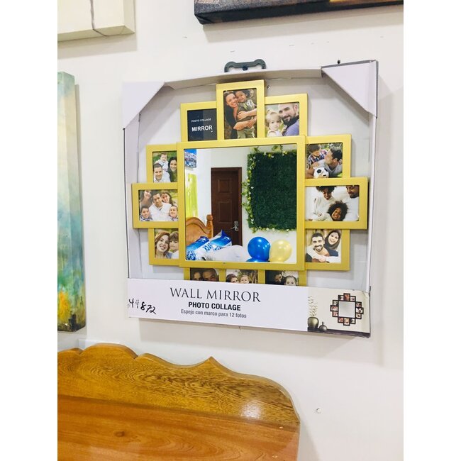 Wall Mirror 20" w/photo Collage Gold   49872