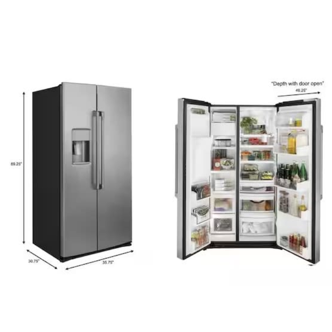 GE Cafe 22 CuFt Refrigerator SXS CZS22MP2NS1