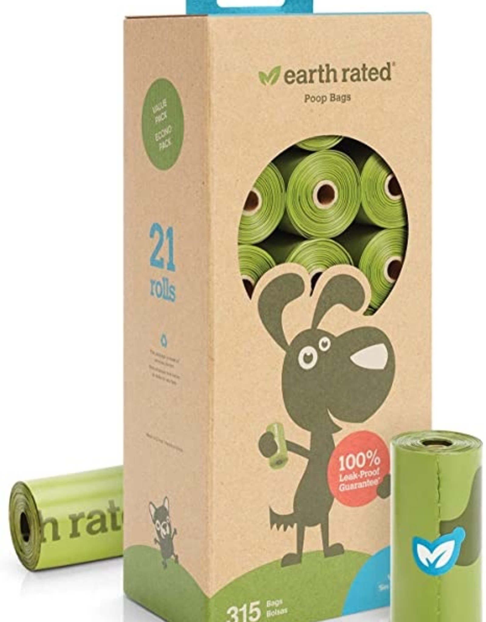 EARTHRATED Eco-Friendly Compostable Bags - Box 21 Rolls -