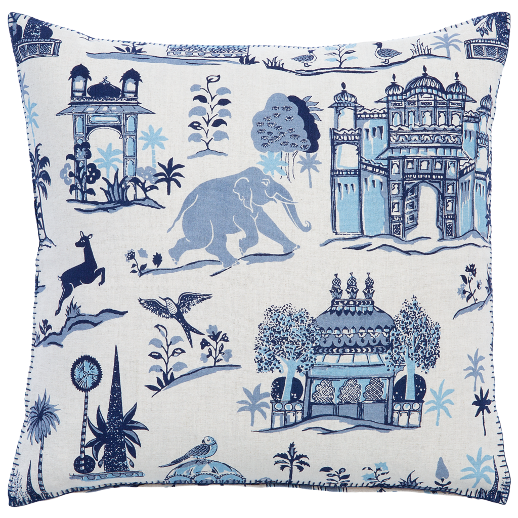 John Robshaw Textiles  Maira Indigo Outdoor Decorative Pillow - Blue -  John Robshaw