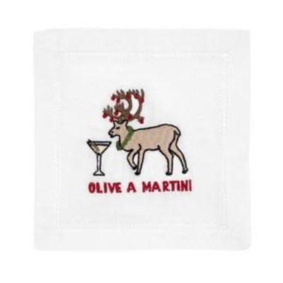 August Morgan August Morgan S/4 Cocktail Napkins -Olive a Martini
