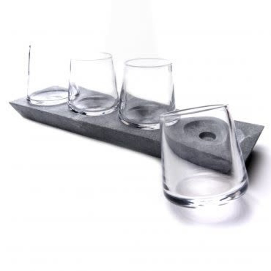 Simon Pearce Simon Pearce Alpine Whiskey Glass Set with Soapstone Base s/4