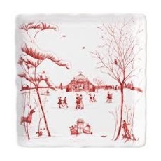 Juliska Country Estate Winter Frolic Ruby "Mr. & Mrs. Claus" Sweets Tray