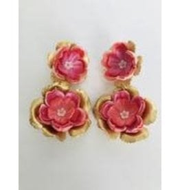 The Pink Reef M Hand Cut Floral Earrings- Pink