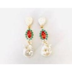 The Pink Reef Pearl & Turquoise Coral Crystal DangleEarring