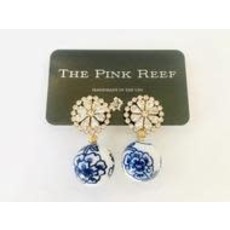 The Pink Reef Chinoiserie w/ Burst Earrings