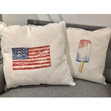 FRENCH GRAFFITI- LINEN PILLOW - AMERICAN FLAG