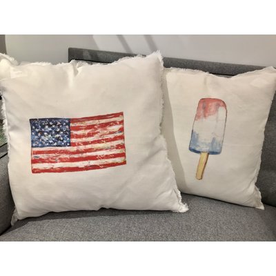 FRENCH GRAFFITI- LINEN PILLOW - AMERICAN FLAG