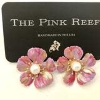 The Pink Reef Marble effect rose, lavender, gold hand painted floral
