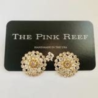 The Pink Reef Circular hand set Austrian Crystal stud