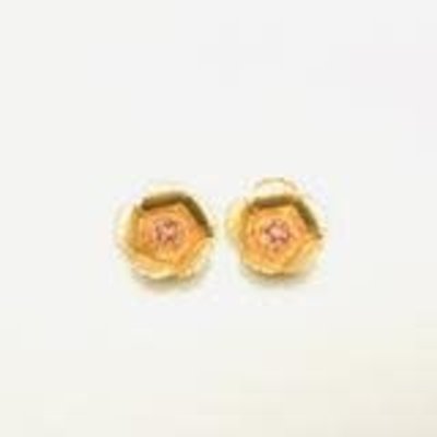 The Pink Reef tiny golden coral stud