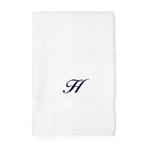 Sferra Sferra Bello Bath Towel White w/ Single Initial Navy Monogram