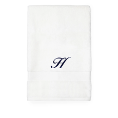 Sferra Sferra Bello Hand Towel White w/ Single Initial Navy Monogram