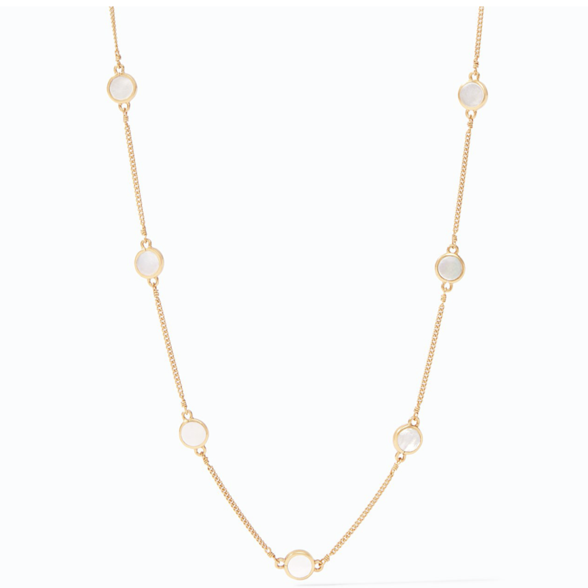 Julie Vos Valencia Delicate Station Necklace Gold Mother of Pearl ...