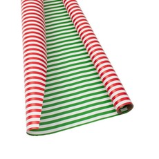 Caspari Caspari Wrapping Paper - Club Stripe Red / Green Reversible - 8 Ft Roll