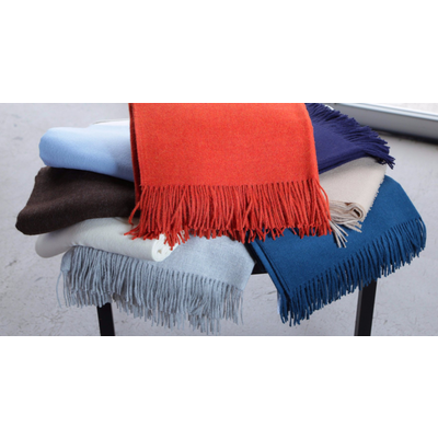 A Soft Idea A Soft Idea Throw, Marle Ocean Blue - Baby Alpaca with Fringe 50"x78"