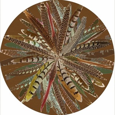 Nicolette Mayer Nicolette Mayer Placemat - Pheasant Feathers Brown 16" Round Pebble