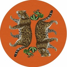 Nicolette Mayer Nicolette Mayer Placemat - Leopard Seeing Double Orange 16" Round Pebble