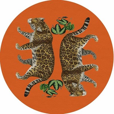 Nicolette Mayer Nicolette Mayer Placemat - Leopard Seeing Double Orange 16" Round Pebble