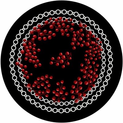 Nicolette Mayer Nicolette Mayer Placemat - Christmas Berries Red Black 16" Round Pebble