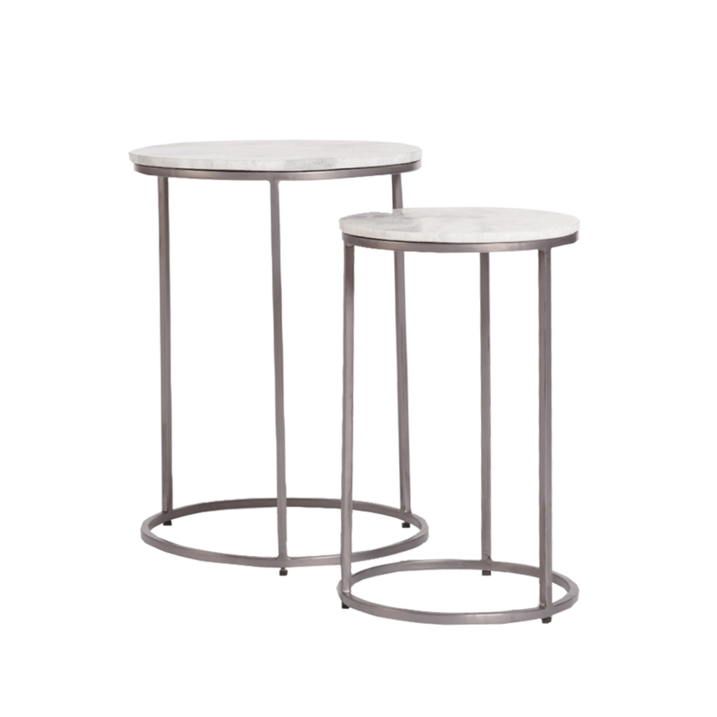 Alder & Tweed Alder & Tweed Abbey Nesting tables in cloud marble and burnished riviera