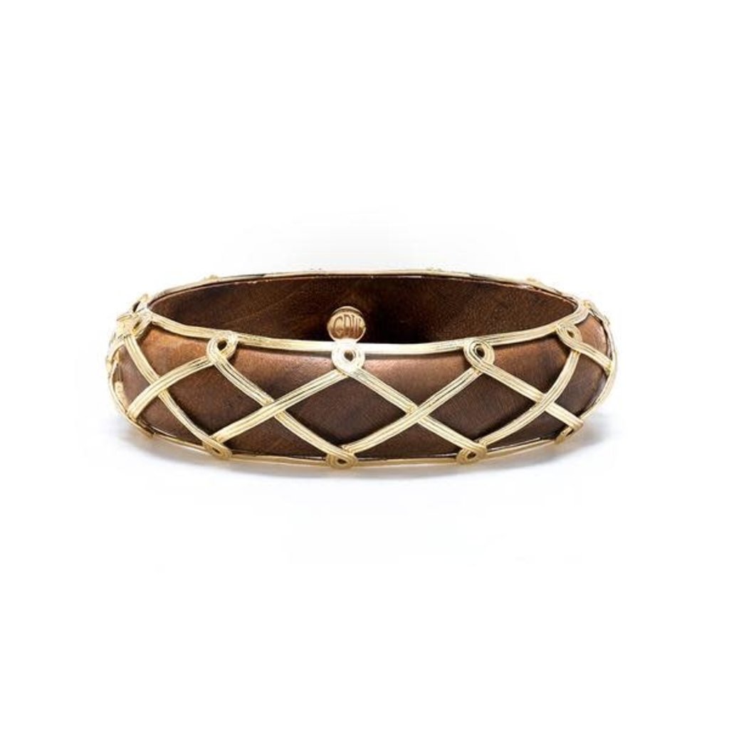 Capucine De Wulf Capucine de Wulf Earth Goddess Teak & Gold Hinged Bangle