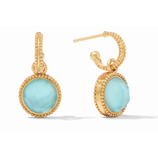 Julie Vos Julie Vos Fleur-de-Lis Hoop & Charm Earring Gold Bahamian Blue Reversible