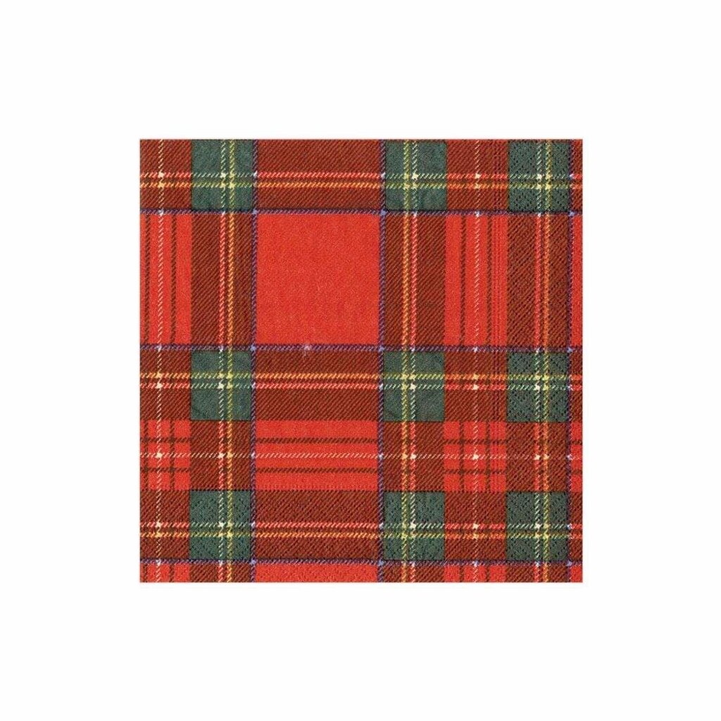 Caspari ROYAL PLAID NAPKIN COCKTAIL Tailored Home