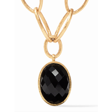 Julie Vos Julie Vos Fleur-de-Lis Statement Necklace Gold Obsidian Black Reversible