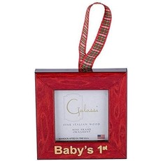 Galassi Galassi Red Burl 1st Christmas Ornament Frame w/Plaid Ribbon Frame Ornament