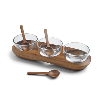 Nambe Nambe Triple Condiment Server with Spoons