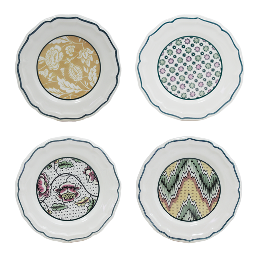 Gien France Gien Canapé Plates Set of 4 Dominoté Tailored Home