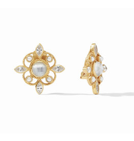 Julie Vos Julie Vos Monaco Clip Gold Iridescent Clear Crystal and Pearl