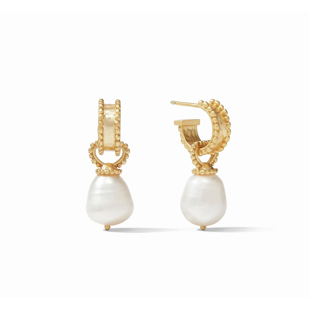 Julie Vos Julie Vos Marbella Midi Hoop & Charm Earring Gold Freshwater Pearl