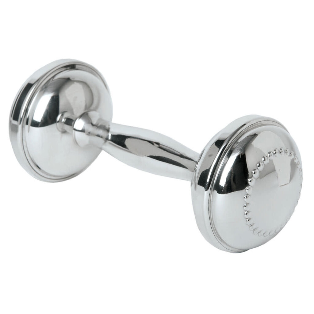 Salisbury Salisbury Pewter Dumbbell Rattle with Beading